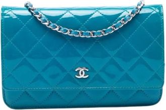 Chanel Pre-owned Wallet on Chain - Dames - Vintage Schoudertas - Blauw - ONE Size - Leer - Vintage