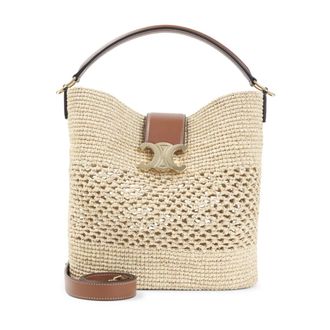 Celine Celine, Tassen, Dames, Beige, ONE Size, Leer, Medium Louise Bucket