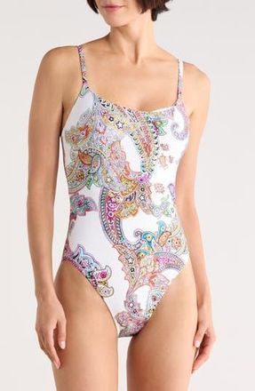 L'agence Remi Bright Paisley Underwire One-Piece Swimsuit in White Multi at Nordstrom Rack, Size X-Small