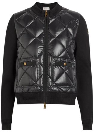 Moncler Quilted Cotton and Nylon Cardigan - Black - XS (UK 8 / XS)