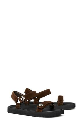 Tory Burch Kira Ankle Strap Sandal in Dark Cocoa /Perfect Black at Nordstrom, Size 10.5
