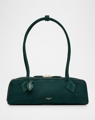 Alaia Le Teckel Medium Suede Shoulder Bag