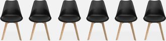 Sweeek Sweeek - Silla Escandinava Acero, Set De 6, Nils, Negro, 47x55x81 Cm