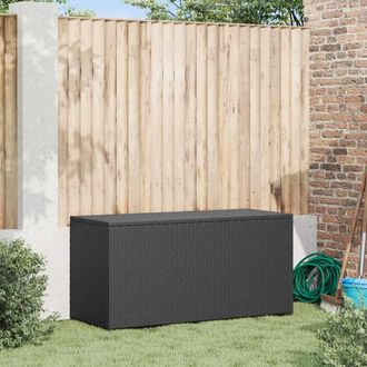 Berkfield Home Garden Storage Box Black 120x50x60 cm Poly Rattan | Size: 120 x 50 x 60 cm