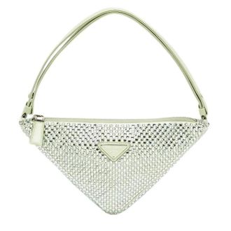 Prada Pre-owned Triangular Satin Schoudertas - Dames - Pre-owned - Groen - Maat: ONE Size Satijn