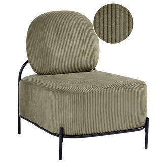 Beliani Sill&oacute;n Decorativo Tapizado En Pana Estructura De Metal Estilo Retro Sal&oacute;n Verde Lunde