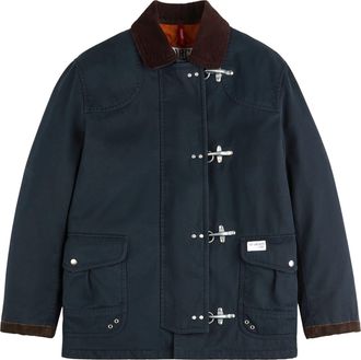 Fay 4-Hook Jacket With Blue Corduroy Details And Lobster-Claw Fastening