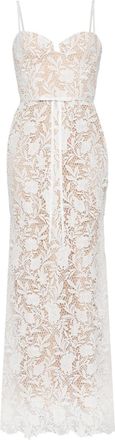Marchesa floral-lace mermaid gown - women - Polyester/Polyester - 10 - White