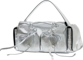 Acne Studios Womens Shoulder Bag Silver Calfskin