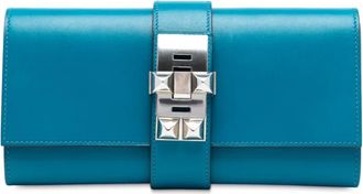 Hermès Clutch Medor in pelle Tadelakt 23 2015 - Blu