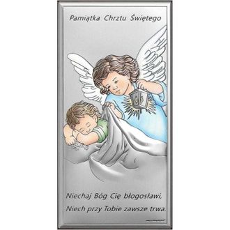 OEM Cuadro Color Plata Con &Aacute;ngel, Recuerdo Del Santo Bautismo 6657 5 X 10 Cm