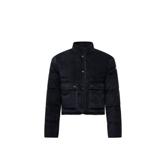 Moncler Essarts Braided Trim Corduroy Short Down Jacket Blue Size 1