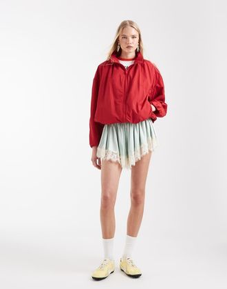Asos Giacca sportiva oversize rossa con fondo a palloncino-Rosso