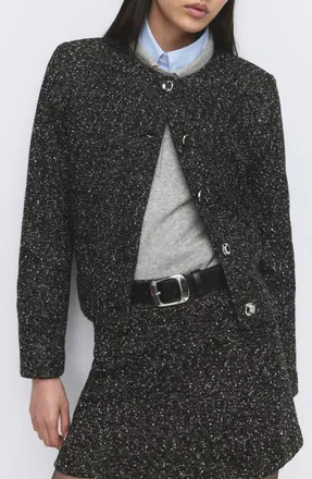 Mango Fleck Jacket in Black at Nordstrom, Size X-Small
