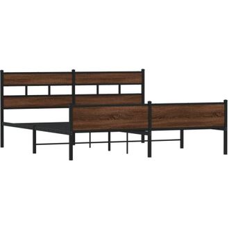 vidaXL Vidaxl - Estructura De Cama Sin Colch&oacute;n Metal Roble Marr&oacute;n 200x200 Cm