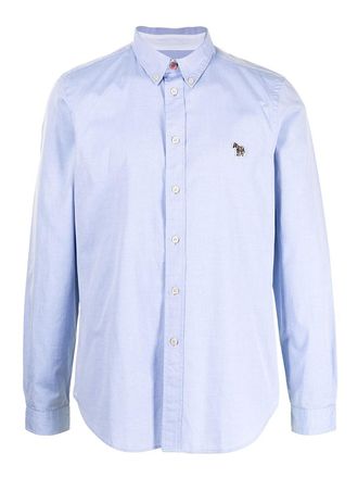 Paul Smith Light blue zebra patch cotton shirt