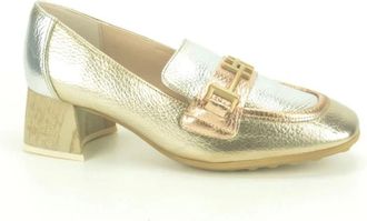 Hispanitas Combi Mocassin in Goudkleurig Leer - Dames - Pumps - Geel - 37 EU - Leer - Schoenen