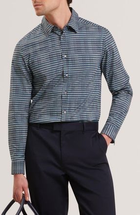 Ted Baker Huayna Long Sleeve Regular Fit Button-Up Shirt in Teal-Blue at Nordstrom, Size 5