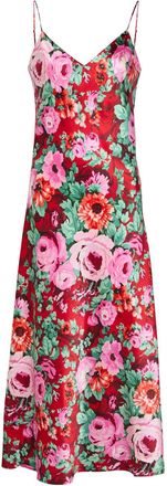 Olivia Von Halle Garbo Floral-print Silk Night Dress - Red - XL (UK16 / XL)
