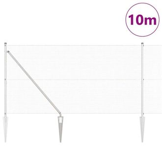 Berkfield Home Modern Welded Wire Fence with 7 Spike Posts 1.2x10 m Galvanised Steel in Silver