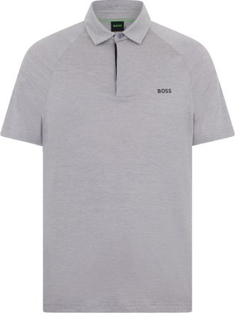 HUGO BOSS Slim-fit poloshirt met temperatuurregulerende prestaties - Heren - Polos - Grijs - L - Katoen - Tops