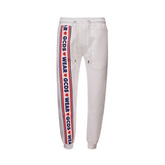 GCDS White Cotton Athletic Mens Pants