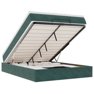 vidaXL Estructura Cama Otomana Colch&oacute;n Terciopelo Verde Oscuro Vidaxl