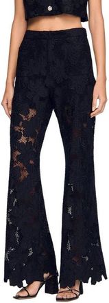 Sandro Guipure lace trousers in Black at Nordstrom, Size 38 Eu