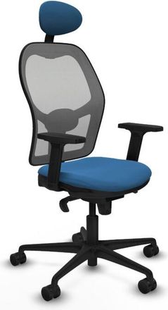 Piqueras y Crespo Piqueras Y Crespo - Jorquera Sincro Malla Gris Similpiel Azul Claro Brazos 2d Base Nailon Cabecero Fijo Ruedas 65mm Nailon