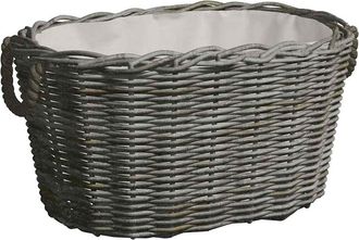vidaXL Cesta De Le&ntilde;a Asas De Transporte Sauce Natural Gris 59x42x28 Cm Vidaxl