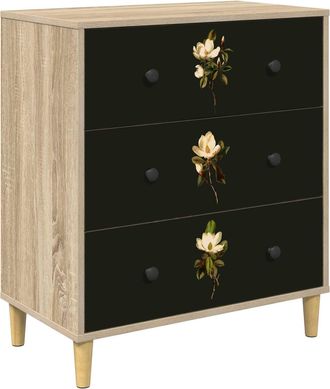 vidaXL Cajonera Bremen Estampado De Magnolia 66 X 36,5 X 75 Cm Sonoma Vidaxl