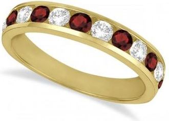 Allurez Channel-Set Garnet & Diamond Ring Band 14k Yellow Gold (1.20ct)