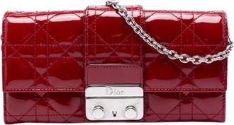 Dior Pre-owned Clutches, female, Red, Size: ONE SIZE Pre-owned Miss Promenade Wallet on Chain