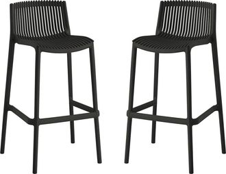 Habitat et Jardin Lote De 2 Sillas Altas Apilables De Pl&aacute;stico <> - Negro