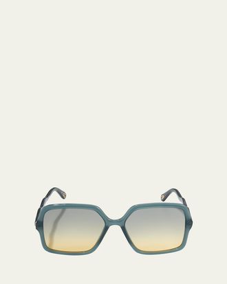 Chlo&eacute; Wavy Rectangle Acetate Sunglasses
