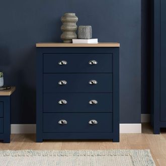Birlea Highgate 4 Drawer Chest Grey & Oak in Blue