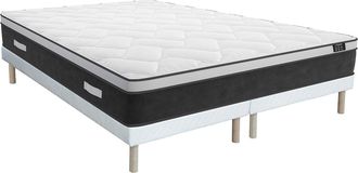Vente-Unique Set Art Collection di DREAMEA: Rete + Materasso ibrido molle insacchettate e memory YSM&Eacute;E 180 x 200 cm