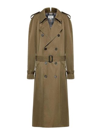 Maison Margiela Long Double-Breasted Cotton Trench Coat