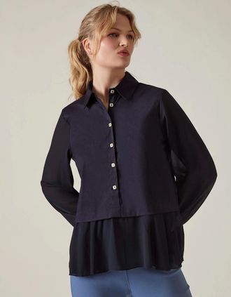 James Lakeland Womens Navy Contrast Hem Blouse - Size: 14