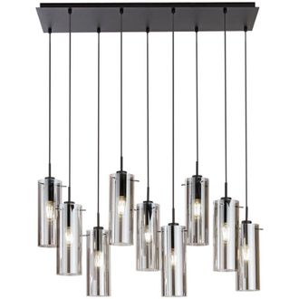 Luce-Ambiente-Design Luce Ambiente E Design - Sospensione magic in metallo nero con nove diffusori vetro fum&egrave;