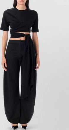 Alaia cropped wrap top open back short sleeves