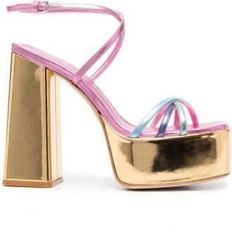 Haus Of Honey Golden Wannabe Mirror Leather Sandals