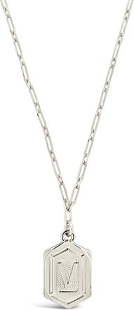 Sterling Forever Hexagon Tag Initial Necklace