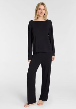 HUGO BOSS Pyjama BOSS ELEMENT, Damen, Gr. XXL, schwarz 001, Jersey, Obermaterial: 95% Viskose, 5% Elasthan, normal, Rundhals, Homewear-Sets Pyjama