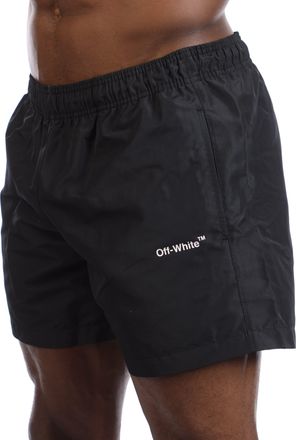 Off-white Mens Off White Diagonal Outline Swim Shorts in Black-White