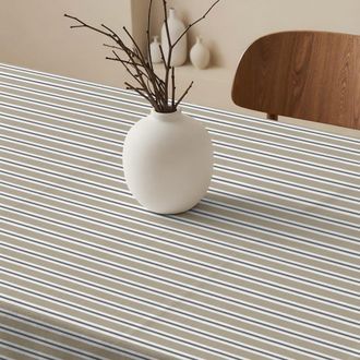 Muare Home Mantel antimanchas 100% algod&oacute;n azul y beige 400x155 cm