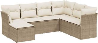 vidaXL Set Sof&aacute;s De Jard&iacute;n 7 Piezas Y Cojines Rat&aacute;n Sint&eacute;tico Beige Vidaxl