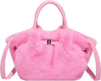 Generic Womens Plush Bags Plush Ruched Women Handbags Soft Small Tote Bag Warm Winter Shoulder Crossbody Bags(Color 07)