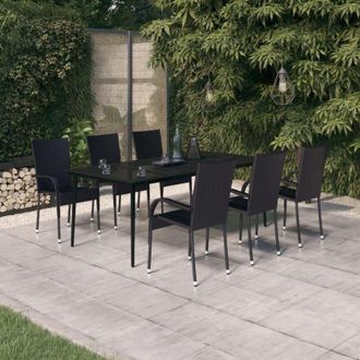 vidaXL Juego De Comedor Para Jard&iacute;n 7 Piezas Negro Vidaxl