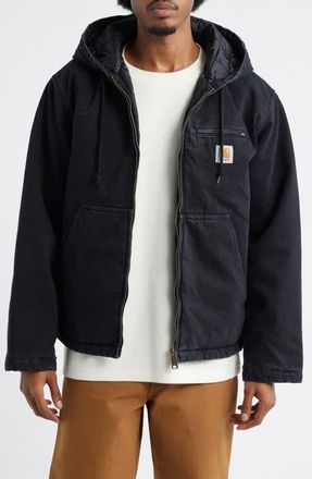 Carhartt Work in Progress Cleveland Hooded Jacket in Black (Stone Washed) at Nordstrom, Size Xx-Large